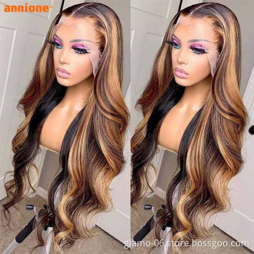 Highlight Ombre Brown Body Wave Lace Front Wig Pre Plucked Brazilian Lace Front Human Hair Wigs For Women Color #P4/27 #P4/30